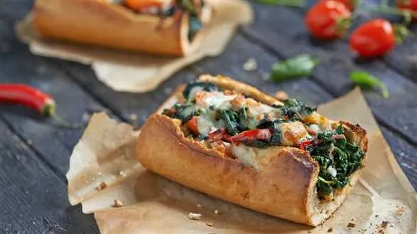 Zapiekana bagietka ze szpinakiem