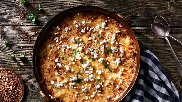 Zapiekanka z kaszy gryczanej i mięsa mielonego