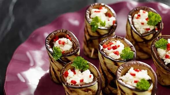 Roladki z bakłażana z fetą